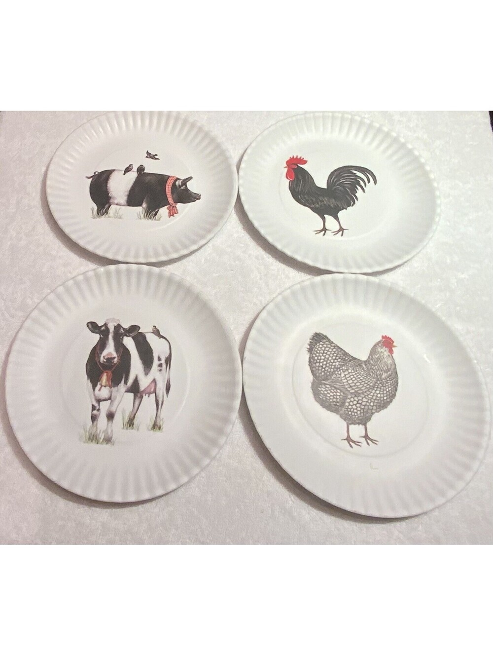 One Hundred 80 Degrees Whimsical 9” Mary Thompson Barnyard Melamine Plates 2015